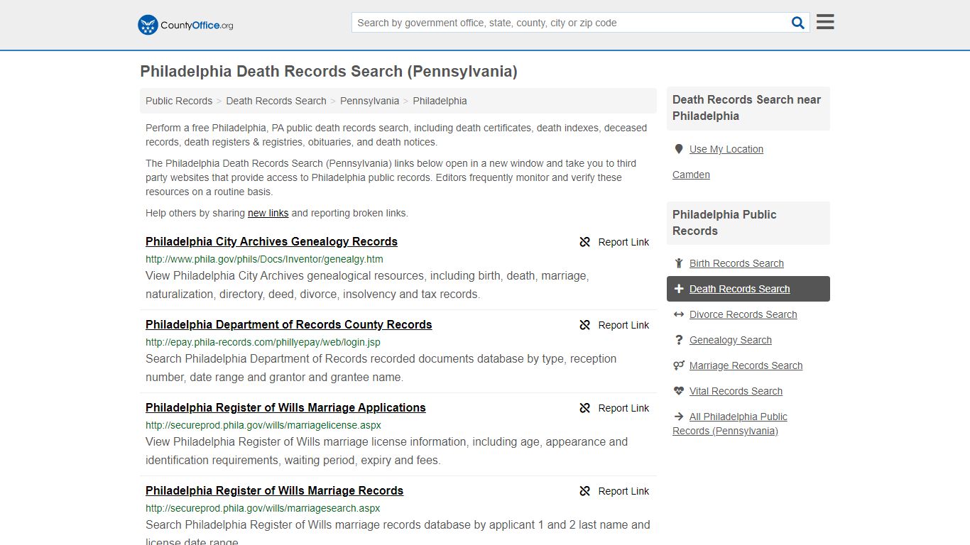 Death Records Search - Philadelphia, PA (Death ...