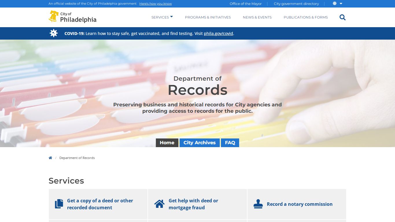 Department of Records | Homepage | City of Philadelphia